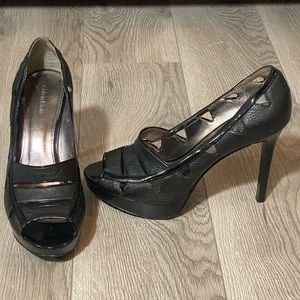 Calvin Klein Black Sz.9 Stiletto Peep Toe Heels